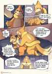  absurd_res animal_genitalia balls blue_eyes blush buizel clothing comic duo english_text fin first_person_view floatzel fluffy from_front_position genitals hi_res in_heat lester_(risenpaw) lying male male/male missionary_position ness_(risenpaw) nintendo on_back one_eye_closed orange_body pinned pok&eacute;mon pok&eacute;mon_(species) risenpaw romantic romantic_couple sex sheath smile text tongue url video_games 