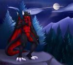  absurd_res anthro claws dragon forest hi_res holding_object horn light male moon moonlight night nox_(seadr4gon) plant scalie solo standing star stevlong toe_claws tree wings 