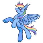  1:1 blue_body blue_feathers blue_fur blue_hooves ear_piercing ear_tuft equid equine feathers female feral friendship_is_magic fur hair hasbro hooves imperceiveable_(artist) mammal multicolored_hair multicolored_tail my_little_pony open_mouth pegasus piercing purple_eyes rainbow_dash_(mlp) rainbow_hair rainbow_tail simple_background solo tuft white_background wings 