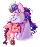  argyle_starshine_(mlp) braided_hair braided_ponytail daughter earth_pony embrace equid equine eyes_closed eyewear father father_and_child father_and_daughter glasses hair hasbro hi_res horse mammal mlp_g5 my_little_pony notsosmartsmarty parent parent_and_child pony ponytail sunny_starscout_(mlp) 