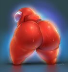  ambiguous_gender among_us big_butt bodily_fluids butt full-length_portrait glistening hi_res huge_butt humanoid innersloth looking_back portrait rear_view red_(among_us) simple_background solo spacesuit sweat thick_thighs video_games wet why wide_hips yumelle 