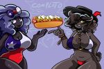  animal_humanoid anthro anthrofied big_breasts bikini blue_hair blush breasts chile chilean chilean_flag clothed clothing digital_media_(artwork) duo female female/female fingers food gastly ghost hair happy hot_dog humanoid kiss_the_carrot looking_at_viewer malpo_(carrot_kiss) mismagius nintendo not_furry open_mouth pok&eacute;mon pok&eacute;mon_(species) purple_hair sayi_(carrot_kiss) shaded simple_background smile spirit swimwear text thick_thighs video_games 