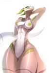  abs annaklava anthro breasts female genitals glistening glistening_body glistening_nipples green_eyes green_horn green_nipples green_pussy horn kobold lizard medium_breasts navel nipples pussy reptile scalie small_waist solo striped_body stripes thick_thighs wide_hips 
