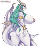  after_transformation angry animal_humanoid anthro areola big_breasts big_butt bracelet breasts butt butt_from_the_front claws curvy_figure dragon dragon_humanoid female fire_emblem fire_emblem_three_houses genitals girlsay green_hair hair hi_res horn huge_breasts humanoid jewelry looking_at_viewer nintendo nipples non-mammal_breasts not_furry nude pink_areola pink_nipples portrait raised_tail rhea_(fire_emblem) scalie simple_background solo spikes standing the_immaculate_one thick_thighs three-quarter_portrait transformation video_games white_background white_body wide_hips wings yellow_eyes 