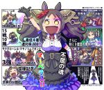  +_+ 1girl animal_ears bandaged_arm bandaged_leg bandages black_gloves black_hair bow brown_bow commentary_request drill_hair ear_bow faceless faceless_female fangs flower frilled_skirt frills gloves hair_flower hair_ornament highres holding_stomach horse_ears horse_girl horse_tail index_finger_raised layered_skirt long_hair marvelous_sunday_(umamusume) mayano_top_gun_(umamusume) neck_ribbon open_mouth orange_eyes orange_hair outside_border puffy_short_sleeves puffy_sleeves red_ribbon red_track_suit ribbon running sakazaki_freddy sakura_laurel_(umamusume) shaded_face short_sleeves skirt spotlight tail tail_through_clothes translation_request twintails umamusume underbust waving 