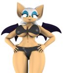  3d_(artwork) absurd_res anthro argos90 bikini breasts chiropteran clothing colored_nails digital_media_(artwork) female hi_res mammal nails rouge_the_bat sega solo sonic_the_hedgehog_(series) swimwear 