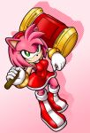  2022 5_fingers accessory amy_rose anthro boots breasts clothing eulipotyphlan female fingers footwear gloves green_eyes hair_accessory hairband hammer handwear hedgehog looking_at_viewer mammal piko_piko_hammer sega signature solo sonic_the_hedgehog_(series) tools vmk555 