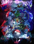  absurdres arm_up claws dark_background dialga energy_ball eternatus eternatus_(normal) fangs fog giratina giratina_(origin) glowing glowing_eyes groudon highres ho-oh horns koraidon kyogre kyurem lugia lunala mewtwo miraidon narumi_hyou necrozma necrozma_(ultra) no_humans palkia poke_ball poke_ball_(basic) pokemon pokemon_(creature) rayquaza red_eyes reshiram solgaleo wings xerneas yveltal zacian zacian_(crowned) zamazenta zamazenta_(crowned) zekrom zygarde zygarde_(50) 