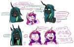  anthro arthropod blush changeling dialogue english_text fangs friendship_is_magic hasbro my_little_pony princess_cadance_(mlp) queen_chrysalis_(mlp) question_mark redxbacon tagme text 