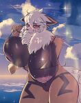  absurd_res anthro arcanine areola big_breasts bikini bikini_top blush breasts canid canine clothing female fur hair hi_res huge_breasts looking_at_viewer mammal nastycalamari nintendo nipples pink_areola pink_nipples pok&eacute;mon pok&eacute;mon_(species) smile solo swimwear video_games 