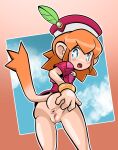  anthro anus butt butt_focus clothed clothing embarrassed female genitals haplorhine hi_res humanoid klonoa_(series) lolo_(klonoa) mammal monkey nixtnya partially_clothed primate pussy solo spread_butt spreading surprise video_games 