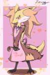  &lt;3 anthro apron brush brushing clothing cooking delphox digital_drawing_(artwork) digital_media_(artwork) ear_tuft female jewelry messy_fur necklace nintendo pok&eacute;mon pok&eacute;mon_(species) shy simple_background solo tuft video_games zennybluegenesis 