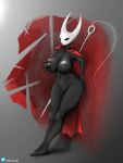  anthro arthropod big_breasts black_body breasts clothing digital_media_(artwork) female genitals hi_res hollow_knight hornet_(hollow_knight) insect mammal motley_ad nipples nude simple_background solo team_cherry vessel_(species) video_games weapon 