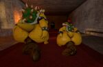  3d_(artwork) anthro anus big_butt bowser bowser_jr. butt carpet chubby_anthro chubby_male crouching digital_media_(artwork) dragon duo duo_focus feces group group_poop hallway hand_on_butt huge_butt hyper hyper_butt koopa looking_at_viewer looking_back male male/male mario_bros nintendo overweight pooping pooping_on_floor pooping_together rear_view reptile scalie scat slightly_chubby source_filmmaker spread_anus spread_butt spreading tecbuttlovefa video_games wide_hips 