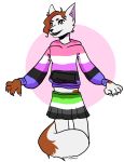  absurd_res ambiguous_gender anthro arctic_fox aromantic_pride_colors bottomwear brown_body brown_fur brown_hair canid canine clothing dust_(brownspots) fox fur genderfluid_pride_colors hair hi_res hoodie lgbt_pride male mammal miniskirt nnathan paws pride_color_flag pride_colors skirt solo solo_focus spots spotted_body spotted_fur sweatshirt topwear white_body white_fur 