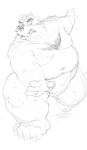  2022 absurd_res anthro asian_clothing belly big_belly clothing daich east_asian_clothing facial_hair hi_res humanoid_hands japanese_clothing kemono male mammal mature_male mawashi moobs mustache navel nipples overweight overweight_male simple_background sketch solo ursid 