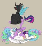  2017 69_position absurd_res ambiguous_gender ambiguous_pred arthropod black_body blue_hair blue_tail changeling clothing cunnilingus cutie_mark digital_media_(artwork) disguise disguised_changeling equid equine fangs feathered_wings feathers female female/female feral feral_pred footwear friendship_is_magic green_hair green_tail hair hasbro hi_res horn hypnosis insect_wings larger_female larger_feral licking licking_lips magic mammal mind_control multicolored_eyes multicolored_hair multicolored_tail my_little_pony oral oral_vore pink_hair pink_tail princess_celestia_(mlp) purple_body purple_feathers purple_hair purple_tail sex sharksludge shoes simple_background size_difference smaller_female smaller_feral tongue tongue_out twilight_sparkle_(mlp) vaginal vore white_body white_feathers winged_unicorn wings 