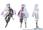  1girl asymmetrical_clothes blue_hair detached_sleeves full_body long_hair looking_at_viewer multicolored_hair official_art phantasy_star phantasy_star_online_2 pink_hair reference_sheet standing streaked_hair tokiki_(tomok1) twintails very_long_hair 