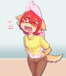  anthro atomic_wedgie begging begging_for_mercy blush bullyableshiba bullying canid canine canis clothed clothing clothing_pull domestic_dog ellie_rinette embarrassed eyes_closed female hair hi_res mammal open_mouth orange_eyes panties panty_pull pleading red_hair shiba_inu solo spitz teeth text underwear underwear_pull wedgie 