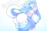  accessory anthro big_breasts big_butt bow_ribbon breasts butt female garchomp hair_accessory hair_bow hair_ribbon hi_res huge_breasts huge_butt nintendo pok&eacute;mon pok&eacute;mon_(species) ribbons simple_background solo thick_thighs video_games white_background xenochelle 