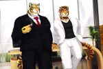  anthro asyr business_attire business_suit cigarette clothing dream_and_nightmare duo father father_and_child father_and_son felid feline hi_res male male/male mammal muscular muscular_male night_(dream_and_nightmare) office pantherine parent parent_and_child pose son suit tiger 