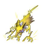  1:1 absurd_res alpha_channel ambiguous_gender eeveelution feral glowing glowing_eyes hi_res jolteon jumping lightning nintendo pok&eacute;mon pok&eacute;mon_(species) possumgod purple_eyes shaded sketch video_games white_neck yellow_body 