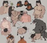  2022 anthro balls belly big_belly black_body bodily_fluids brown_body cum duo erection eyewear genital_fluids genitals glasses hi_res male male/male mammal moobs musclegut nintendo nipples orange_body overweight overweight_male penis pignite pok&eacute;mon pok&eacute;mon_(species) pure_command sex solo suid suina sus_(pig) video_games wild_boar 