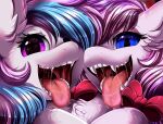  2022 absurd_res blue_eyes bodily_fluids dripping equid equine fan_character hair hasbro hi_res looking_at_viewer mammal mouth_shot multicolored_hair my_little_pony open_mouth pridark purple_eyes saliva saliva_drip saliva_string teeth tongue tongue_out 