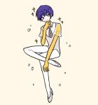  1other androgynous blue_eyes blue_hair chin_rest eyebrows_visible_through_hair full_body golden_arms heterochromia high_heels houseki_no_kuni looking_at_viewer necktie phosphophyllite phosphophyllite_(ll) see-through_sleeves short_hair simple_background sitting smile solo sparkle spoilers yellow_eyes 