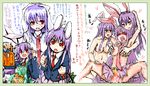  :d animal_ears bad_id bad_pixiv_id blush breast_grab bunny_ears carrot clone convenient_censoring dildo food food_insertion grabbing hair_censor long_hair looking_at_viewer multiple_girls necktie object_insertion open_mouth oyakata-sama purple_hair red_eyes red_neckwear reisen_udongein_inaba simple_background sketch smile touhou translation_request vaginal very_long_hair white_background yuri 