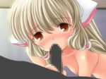  bent_over blonde_hair blush breasts brown_eyes censored chii chobits eyebrows_visible_through_hair fellatio medium_breasts non-web_source nude oral penis ryunnu solo_focus 