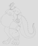  absurd_res anthro armor claws dinosaur female hi_res horn lizard monster pauliusthemad pregnant reptile rope saurian_(disambiguation) scalie solo spines vein vwpologt 