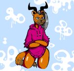  anthro antlers clothing hoodie horn hyaenid male mammal mevka_(artist) solo topwear 