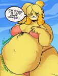  abdominal_bulge animal_crossing anthro breasts canid canine canis digestion digestion_noises domestic_dog female isabelle_(animal_crossing) kirani_art mammal nintendo shih_tzu soft_vore thighs toy_dog video_games vore 