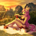  1:1 2022 alcohol anthro basket beverage bra breasts clothing container cup cutie_mark drinking_glass equid equine eyebrows eyelashes female fluttershy_(mlp) food friendship_is_magic fruit glass glass_container glass_cup hair hasbro hellcat120 hi_res horse long_hair mammal my_little_pony outside panties picnic picnic_basket pink_hair plant pony pouring sitting solo underwear wine wine_glass 