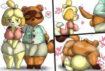  &lt;3 animal_crossing anthro blush bodily_fluids breasts brown_body brown_fur canid canine canis clothing domestic_dog duo enigi09 exclamation_point female from_front_position fur genitals hi_res isabelle_(animal_crossing) male male/female mammal mating_press nintendo nude penis penis_awe raccoon_dog sex shih_tzu shirt sweat tanuki tom_nook_(animal_crossing) topwear toy_dog vein veiny_penis video_games yellow_body yellow_fur 