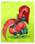  2020 4:5 anthro berrythedragon big_butt biped bottomwear breasts butt clothed clothing digital_media_(artwork) elyssa_(trinity-fate62) eyewear fangs female glasses hi_res huge_butt legwear non-mammal_breasts rear_view reptile scalie simple_background smile snake solo squating thick_thighs thigh_highs topwear wide_hips yellow_sclera 