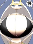  3:4 antennae_(anatomy) anthro big_breasts blue_pupils blush bra breasts cleavage clothed clothing female huge_breasts hyper hyper_breasts looking_at_viewer nintendo norio_(pheromosa_times) open_mouth pheromosa pok&eacute;mon pok&eacute;mon_(species) pupils purple_eyes solo ultra_beast underwear video_games white_body 