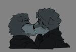  anthro black_clothing black_hoodie black_topwear clothed clothing duo eyes_closed french_kissing goon_(goonie_san) goonie-san hi_res hoodie kissing male male/male simple_background topwear 