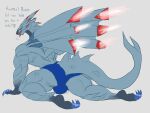  &lt;3 2022 anthro biped black_body black_scales blue_eyes bulge butt capcom claws clothing daikuhiroshiama dialogue digital_media_(artwork) elder_dragon english_text finger_claws grey_body grey_scales hi_res looking_at_viewer looking_back looking_back_at_viewer male monster_hunter scales simple_background solo talking_to_viewer text toe_claws underwear valstrax video_games white_background wings 