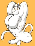  anthro balls big_breasts breasts epic_games erection felid feline fortnite fur genitals hi_res long_tail male male/male mammal meowscles_(ghost) penis ryanburr smile solo video_games white_body white_fur 