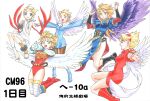  5girls angel_wings anklet armor bandages bangs barefoot black_wings blonde_hair blue_dress blue_eyes blue_footwear boots breath_of_fire breath_of_fire_i breath_of_fire_ii breath_of_fire_iii breath_of_fire_iv breath_of_fire_v bridal_gauntlets brooch brown_eyes dress full-body_tattoo gem green_eyes hairband jewelry knee_boots leotard long_hair mochizuki_kazuto multiple_girls nina_(breath_of_fire_i) nina_(breath_of_fire_ii) nina_(breath_of_fire_iii) nina_(breath_of_fire_iv) nina_(breath_of_fire_v) pantyhose puffy_short_sleeves puffy_sleeves red_dress red_footwear red_leotard red_wings sash short_dress short_hair short_sleeves side_slit simple_background swept_bangs tattoo thighs white_wings wings 