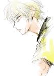  1boy ao_ashi asari_marchs_jun blonde_hair highres male_focus meguru931 profile short_hair simple_background sketch solo sportswear sweat upper_body white_background 