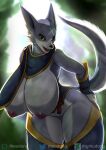 absurd_res anthro areola big_breasts blue_body breasts canid canine canis canyne capcom clothed clothing featureless_crotch female fur hi_res looking_at_viewer mammal monster_hunter moodang nipples palamute smile solo video_games 