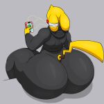  anthro big_butt butt cellphone grey_background hi_res holding_cellphone holding_object holding_phone huge_butt male nintendo omegabrawl phone pikachu pok&eacute;mon pok&eacute;mon_(species) simple_background solo video_games yellow_body 