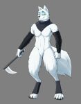  absurd_res alopex anthro arctic_fox badroy canid canine clothing crossgender fluffy fluffy_tail fox hi_res legwear looking_at_viewer male mammal muscular muscular_male solo tape teenage_mutant_ninja_turtles wraps 