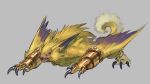  0dder anthro armor bandai_namco claws clothing crouching digimon digimon_ghost_game feral fur gauntlets gloves handwear hi_res lamortmon long_ears male monster orange_eyes sharp_claws winged_arms wings yellow_body yellow_fur 