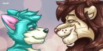  absurd_res anthro canid canine canis duo felid female hi_res lion love male male/male mammal naoto pantherine sexy_eyes smile wolf 
