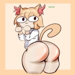  :3 animal_humanoid anthro big_butt blonde_hair breasts butt castinly cat_humanoid clothed clothing felid felid_humanoid feline feline_humanoid female hair hi_res huge_butt humanoid looking_back mammal mammal_humanoid neco-arc short_stack small_breasts smile solo thick_thighs white_body white_skin wide_hips 