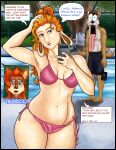  absurd_res anthro archie_comics bikini clothing curvaceous curvy_figure fan_character goat_girl goat_oc grace_mccray hair hi_res humanoid pool_(disambiguation) poolside red_hair sally_acorn sega sonic_the_hedgehog_(archie) sonic_the_hedgehog_(comics) sonic_the_hedgehog_(series) swimwear thick_thighs voluptuous 
